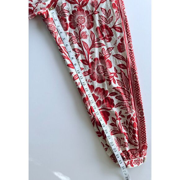 FARM Rio Pineapple Garden Floral-Print Linen-Blend Jumpsuit in Red & White Sz M - Picture 15 of 16